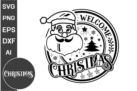 Welcome Christmas Round Sign SVG Cut File, Christmas Round Sign SVG, Christmas SVG Design SVG DesignPlante 503 