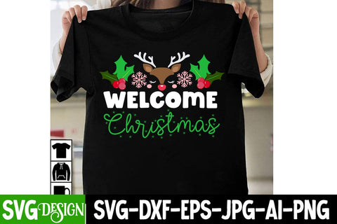 Welcome Christmas SVG Cut File, Welcome Christmas Sublimation Design, Welcome Christmas PNG SVG BlackCatsMedia 