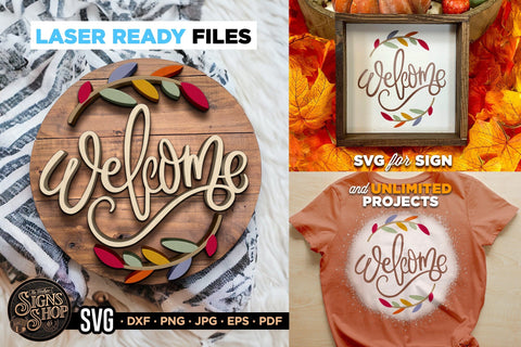 Welcome colorful leafs | FALL SVG Sign SVG The Vintage Signs Shop 
