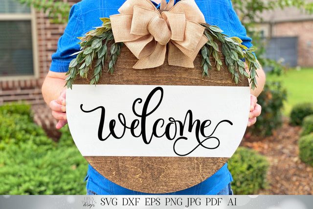 Welcome | Cutting File for Farmhouse Sign | Welcome Sign | Greeting Sign | SVG DXF and More | Glowforge Laser Ready SVG Diva Watts Designs 