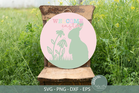 Welcome Easter SVG-Round Easter Sign SVG SVG Linden Valley Designs 