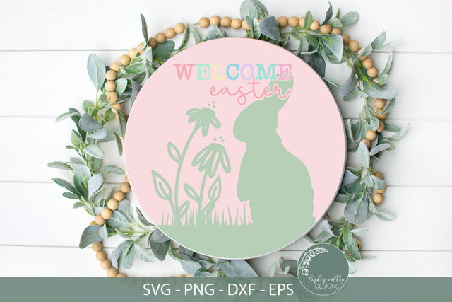 Welcome Easter SVG-Round Easter Sign SVG SVG Linden Valley Designs 