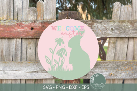 Welcome Easter SVG-Round Easter Sign SVG SVG Linden Valley Designs 