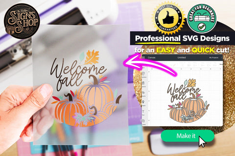 Welcome fall 3 Pumpkins | FALL SVG Sign SVG The Vintage Signs Shop 