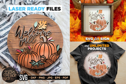 Welcome fall 3 Pumpkins | FALL SVG Sign SVG The Vintage Signs Shop 