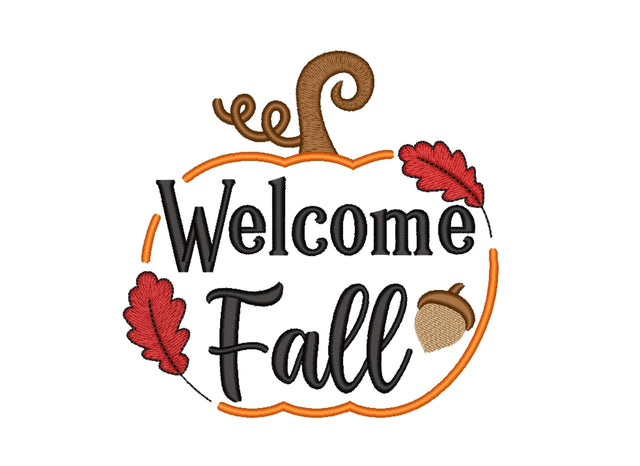 Welcome Fall Embroidery Design, 4 sizes, Instant Download Embroidery/Applique DESIGNS Nino Nadaraia 