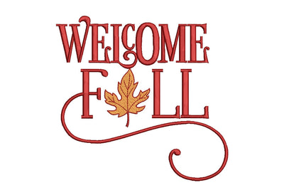 Welcome Fall Embroidery Design, Machine Embroidery Design,Autumn leaves,4 sizes. SVG ArtEMByNatalia 