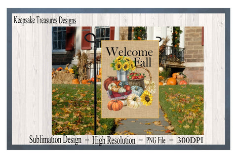 Welcome Fall Garden Flag, PNG Sublimation Garden Flag, Welcome Fall, Decoration For Home, Fall Outdoor Decor, Seasonal Yard Flag Décor, Welcome Fall Sublimation Keepsake Treasures Designs LLC. 