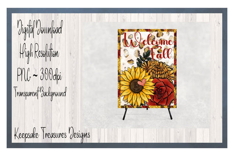 Welcome Fall, Garden Flag Template, Png Sublimation Design Sublimation Keepsake Treasures Designs LLC. 