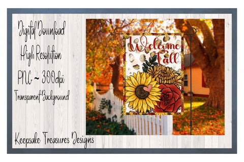 Welcome Fall, Garden Flag Template, Png Sublimation Design Sublimation Keepsake Treasures Designs LLC. 