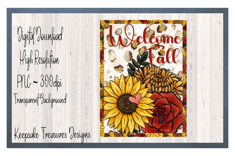 Welcome Fall, Garden Flag Template, Png Sublimation Design Sublimation Keepsake Treasures Designs LLC. 