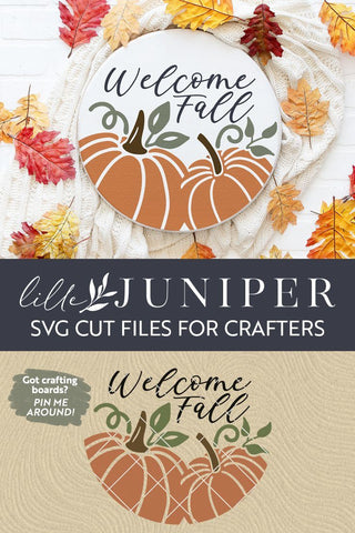 Welcome Fall | Round Door Sign | Pumpkin Sign | Fall Sign SVG LilleJuniper 