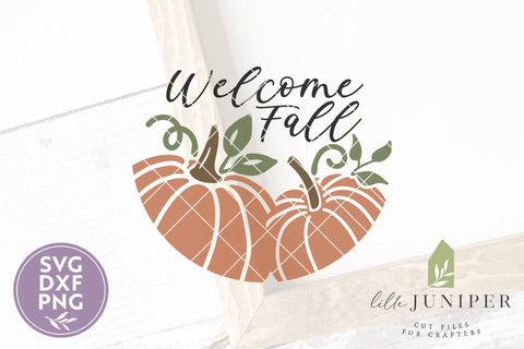 Welcome Fall | Round Door Sign | Pumpkin Sign | Fall Sign SVG LilleJuniper 