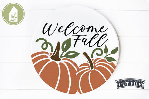 Welcome Fall | Round Door Sign | Pumpkin Sign | Fall Sign SVG LilleJuniper 