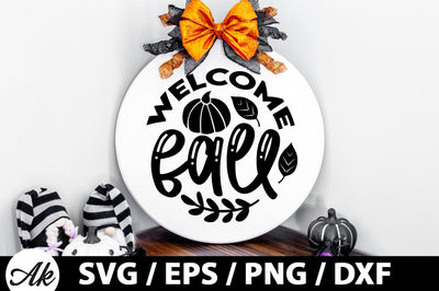 Welcome fall Round Sign SVG akazaddesign 