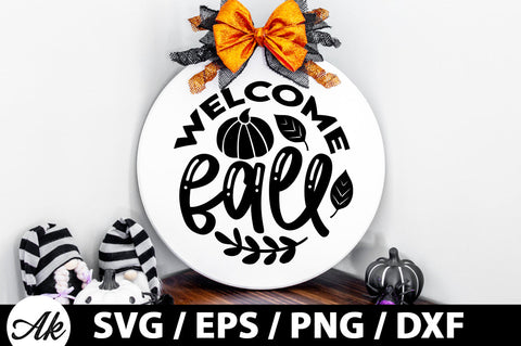 Welcome fall Round Sign SVG akazaddesign 