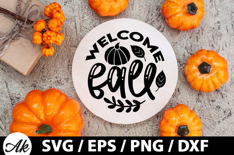 Welcome fall Round Sign SVG akazaddesign 