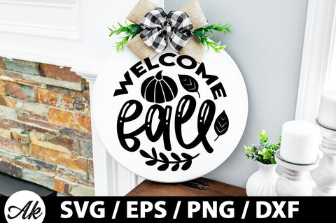 Welcome fall Round Sign SVG akazaddesign 