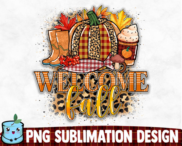 Welcome Fall Sublimation Design Sublimation MintyMarshmallows 
