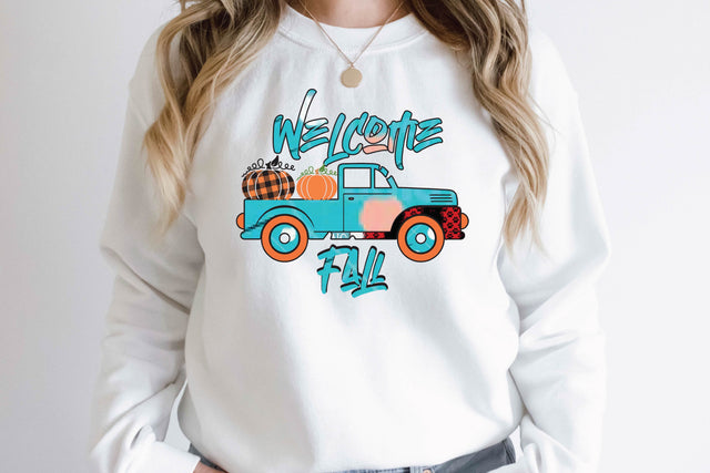 Welcome Fall Sublimation PNG , Fall Sublimation Design Sublimation BlackCatsMedia 