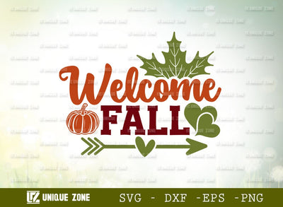 Welcome Fall Svg | Thanksgiving Svg | Autumn Svg | Pumpkin Svg | Leave Svg | Fall Vibes Svg | SVG Unique Zone 