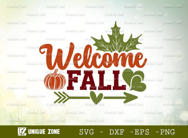 Welcome Fall Svg | Thanksgiving Svg | Autumn Svg | Pumpkin Svg | Leave Svg | Fall Vibes Svg | SVG Unique Zone 