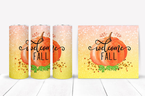Welcome Fall Tumbler Sublimation I Fall Tumbler Wrap PNG Sublimation Happy Printables Club 