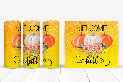 Welcome Fall Tumbler Sublimation I Fall Tumbler Wrap PNG Sublimation Happy Printables Club 