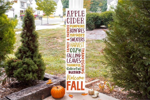 Welcome Fall Vertical Porch Sign SVG - Fall Subway SVG SVG Shine Green Art 