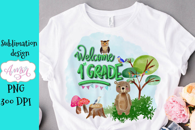 Welcome first grade PNG design for T-shirt sublimation Sublimation Amorclipart 