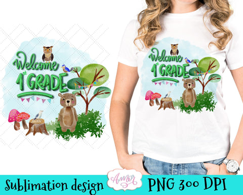 Welcome first grade PNG design for T-shirt sublimation Sublimation Amorclipart 
