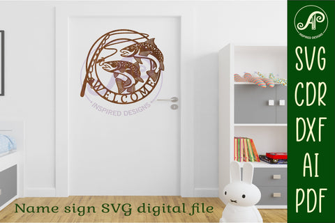 Welcome fishing wall sign svg laser cut file SVG APInspireddesigns 