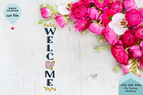 Welcome Flower SVG Porch Sign Cut File SVG Lettershapes 