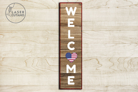 WELCOME for 4th of JULY Multilayer Laser Cut Files, Mini Design Bundles, Vertical Sign SVG LaserCutano 