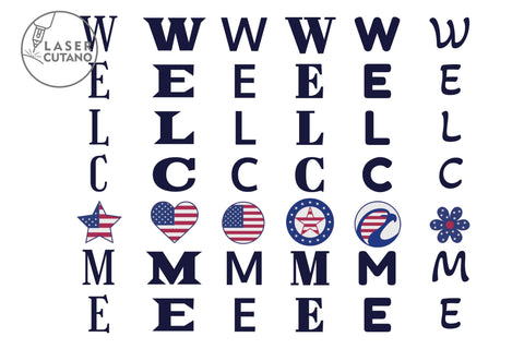 WELCOME for 4th of JULY Multilayer Laser Cut Files, Mini Design Bundles, Vertical Sign SVG LaserCutano 