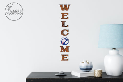 WELCOME for 4th of JULY Multilayer Laser Cut Files, Mini Design Bundles, Vertical Sign SVG LaserCutano 