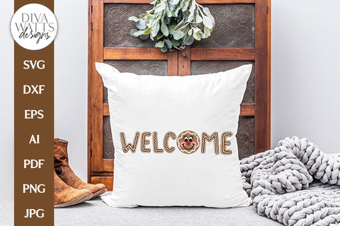 Welcome Gingerbread SVG | Winter / Christmas Door Hanger Design SVG Diva Watts Designs 