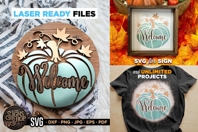 Welcome green pumpkin | FALL SVG Sign SVG The Vintage Signs Shop 