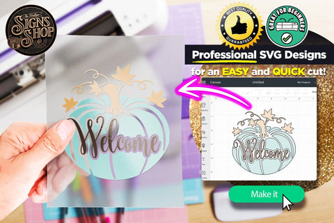 Welcome green pumpkin | FALL SVG Sign SVG The Vintage Signs Shop 