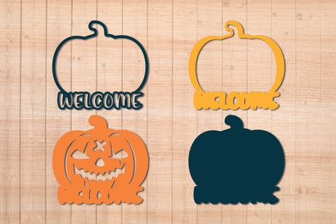 Welcome Halloween Sign- Layered Door Sign SVG SVG Slim Studio 