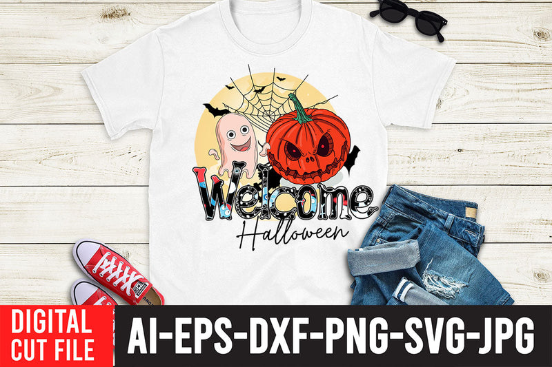 Welcome Halloween Sublimation Design Sublimation BlackCatsMedia 