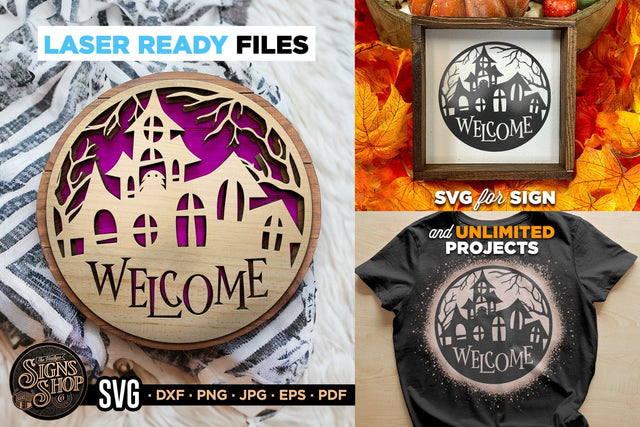 Welcome haunted home | Halloween SVG Sign SVG The Vintage Signs Shop 