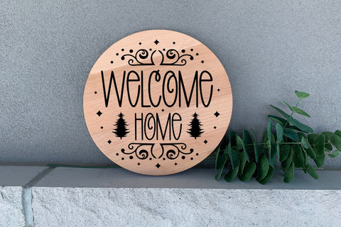 Welcome Home | Christmas Round Sign SVG SVG CraftLabSVG 