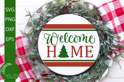 Welcome Home Christmas Round SVG-Farmhouse Round Sign SVG SVG Linden Valley Designs 