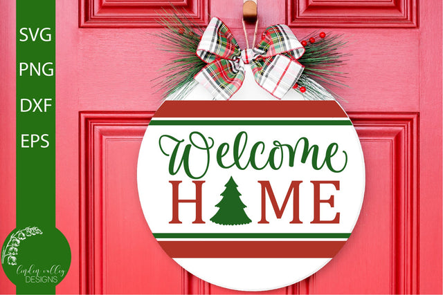 Welcome Home Christmas Round SVG-Farmhouse Round Sign SVG SVG Linden Valley Designs 