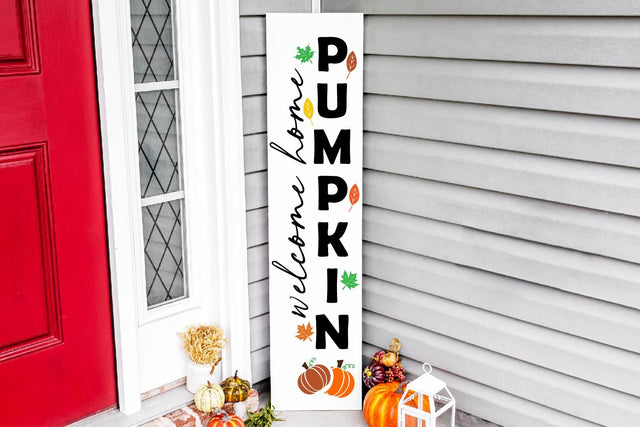 Welcome home pumpkin vertical porch sign svg, fall vertical SVG Paper Switch 