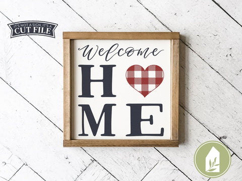 Welcome Home SVG | Buffalo Plaid Heart SVG | Farmhouse Sign Design SVG LilleJuniper 