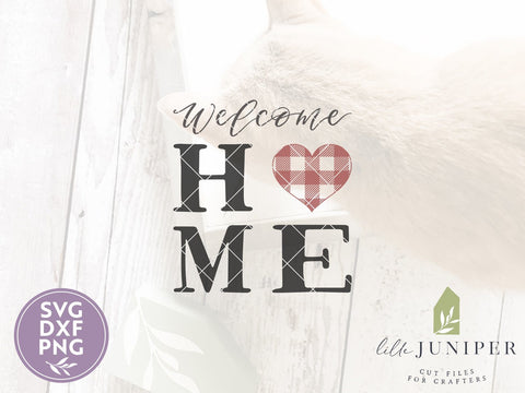 Welcome Home SVG | Buffalo Plaid Heart SVG | Farmhouse Sign Design SVG LilleJuniper 