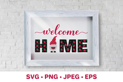 Welcome home SVG. Summer gnome. Farmhouse sign SVG LaBelezoka 