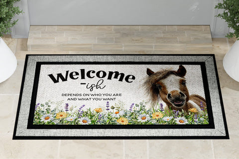 Welcome-ish Horse Door Mat Sublimation Design PNG Sublimation BijouBay 